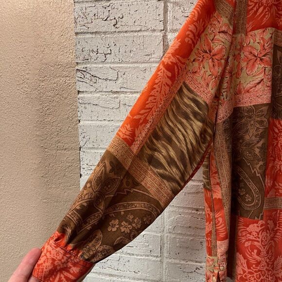 Vintage Fall Inspired short sleeve shirt blouse button-up Size L - Picture 5 of 9